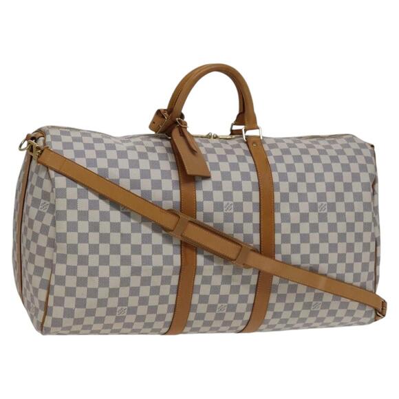 LOUIS VUITTON Damier Azur Keepall Bandouliere 55 Boston Bag N41429 - Picture 1 of 16